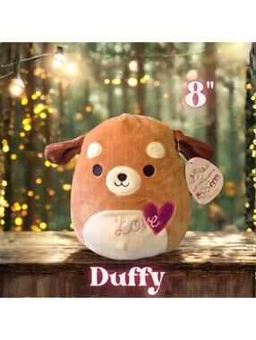 NWT Squishmallows Duffy the Dog RARE 8" Valentine Edition